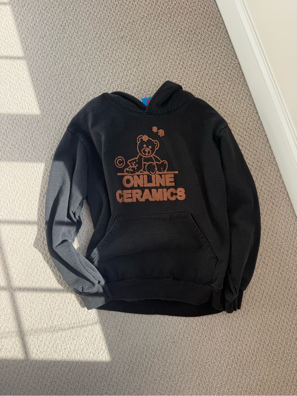Online Ceramics Black Hoodie with Brown Bear Logo